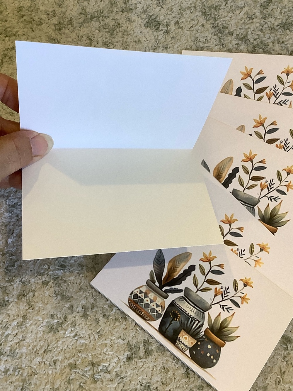 Tropical Botanical Potted Plants Note Cards Set of 6 same design, NWT HC 6x4.5” - Picture 6 of 12